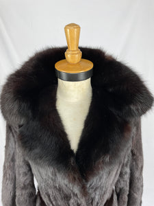 Fully Stranded Black Dyed Mink Coat with Black Dyed Sable Collar by Alan Cherry
