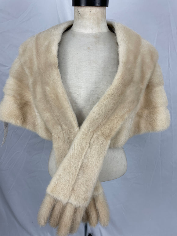 Natural Pearl Mink Stole Cravat Combination, detachable, by Isabella Furs