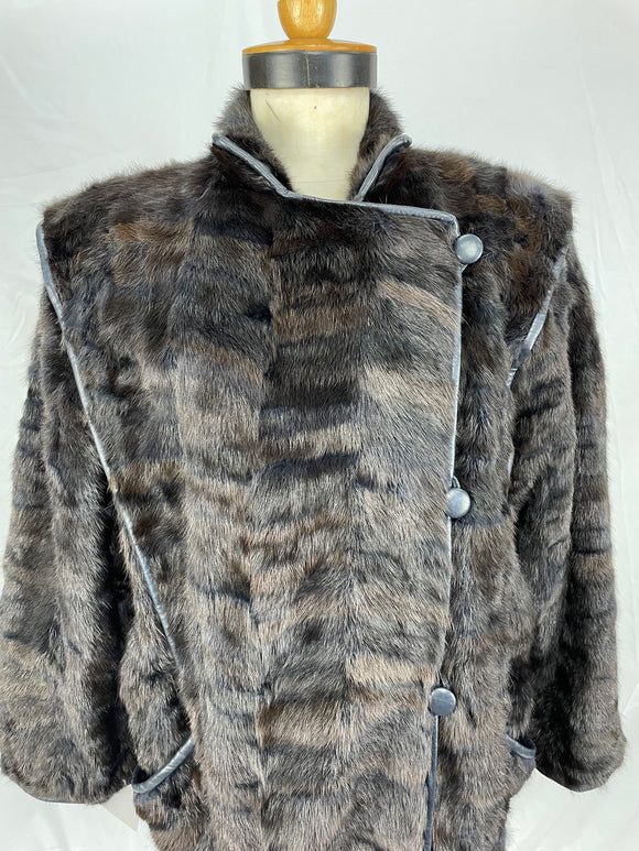 Ebony Dyed Mink Segment And Leather Piped Jacket by Eugene's