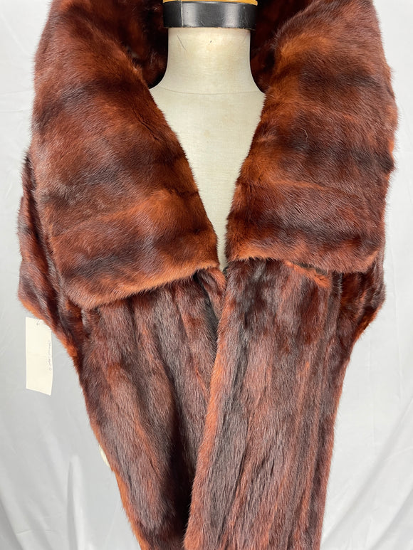 Vintage Burgundy Dyed China Mink Stole By Cornelius