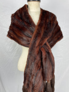 Vintage Mahogany Dyed Russian Perchaniki Stole with Fingers